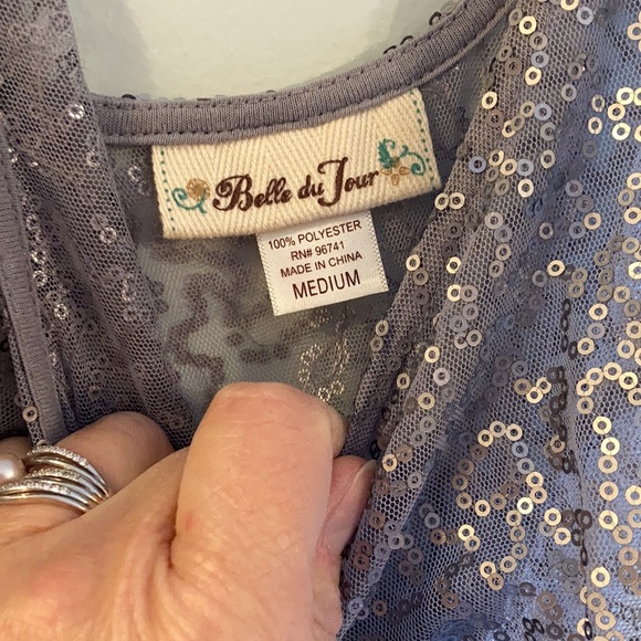 COPY - Sheer Grey Sequined tank top - Picture 2 of 6